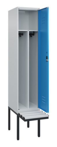 C+P Locker met zitbank Classic Plus voor scheiding van kleding, vakbreedte 400 mm