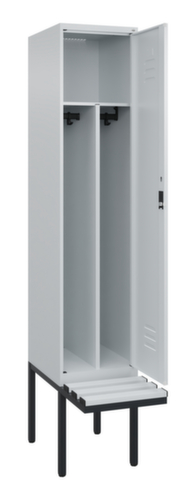 C+P Locker met zitbank Classic Plus voor scheiding van kleding, vakbreedte 400 mm