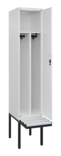 C+P Locker met zitbank Classic Plus voor scheiding van kleding, vakbreedte 400 mm