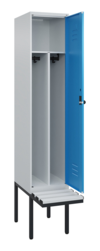C+P Locker met zitbank Classic Plus voor scheiding van kleding, vakbreedte 400 mm