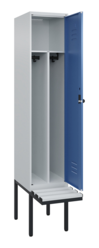 C+P Locker met zitbank Classic Plus voor scheiding van kleding, vakbreedte 400 mm