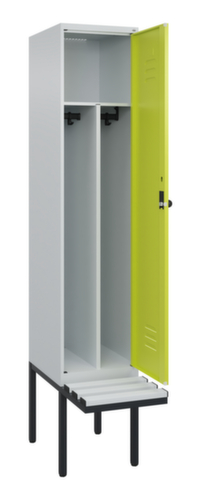 C+P Locker met zitbank Classic Plus voor scheiding van kleding, vakbreedte 400 mm
