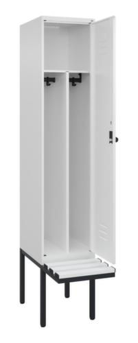 C+P Locker met zitbank Classic Plus voor scheiding van kleding, vakbreedte 400 mm