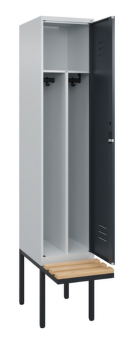 C+P Locker met zitbank Classic Plus voor scheiding van kleding, vakbreedte 400 mm
