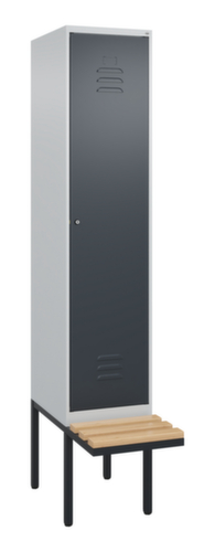 C+P Locker met zitbank Classic Plus voor scheiding van kleding, vakbreedte 400 mm