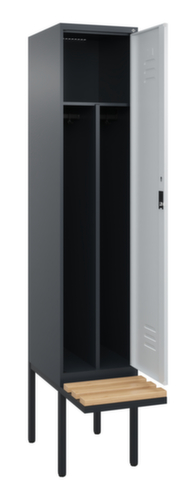 C+P Locker met zitbank Classic Plus voor scheiding van kleding, vakbreedte 400 mm