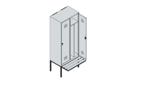 C+P Locker met zitbank Classic Plus voor scheiding van kleding, vakbreedte 400 mm
