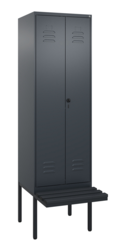 C+P Locker met zitbank Classic Plus voor scheiding van kleding, vakbreedte 300 mm
