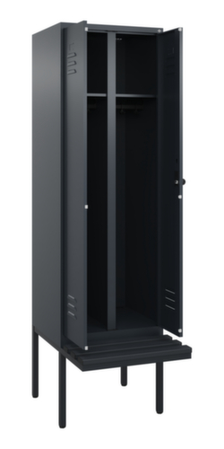 C+P Locker met zitbank Classic Plus voor scheiding van kleding, vakbreedte 300 mm
