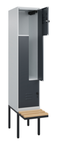 C+P Z-locker Classic Plus met ondergebouwde bank, vakbreedte 400 mm