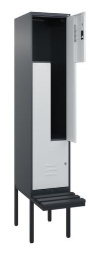 C+P Z-locker Classic Plus met ondergebouwde bank, vakbreedte 400 mm