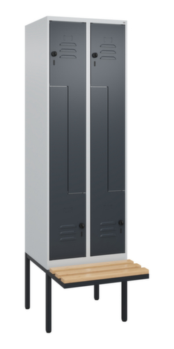 C+P Z-locker Classic Plus met ondergebouwde bank, vakbreedte 300 mm