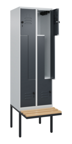 C+P Z-locker Classic Plus met ondergebouwde bank, vakbreedte 300 mm