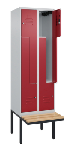 C+P Z-locker Classic Plus met ondergebouwde bank, vakbreedte 300 mm