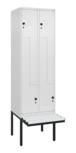 C+P Z-locker Classic Plus met ondergebouwde bank, vakbreedte 300 mm