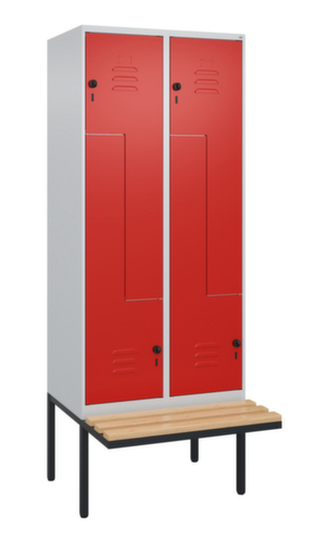C+P Z-locker Classic Plus met ondergebouwde bank, vakbreedte 400 mm