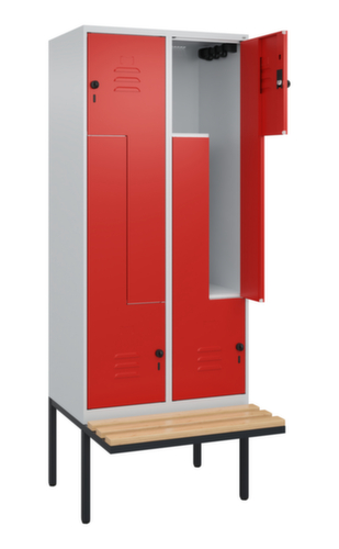 C+P Z-locker Classic Plus met ondergebouwde bank, vakbreedte 400 mm