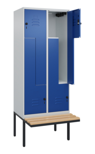 C+P Z-locker Classic Plus met ondergebouwde bank, vakbreedte 400 mm