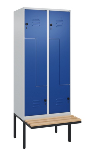 C+P Z-locker Classic Plus met ondergebouwde bank, vakbreedte 400 mm