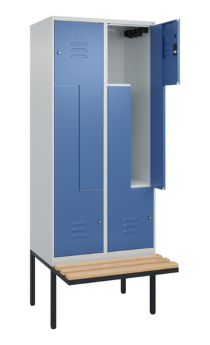 C+P Z-locker Classic Plus met ondergebouwde bank, vakbreedte 400 mm