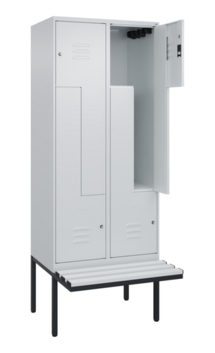 C+P Z-locker Classic Plus met ondergebouwde bank, vakbreedte 400 mm