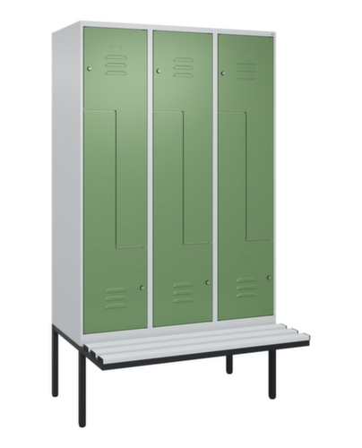 C+P Z-locker Classic Plus met ondergebouwde bank, vakbreedte 400 mm