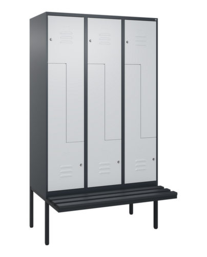 C+P Z-locker Classic Plus met ondergebouwde bank, vakbreedte 400 mm