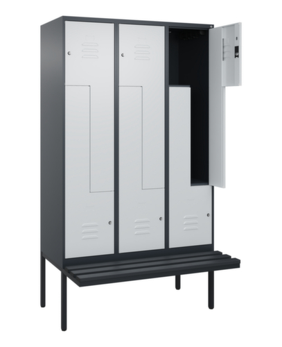 C+P Z-locker Classic Plus met ondergebouwde bank, vakbreedte 400 mm