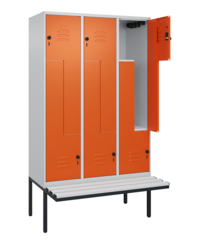 C+P Z-locker Classic Plus met ondergebouwde bank, vakbreedte 400 mm