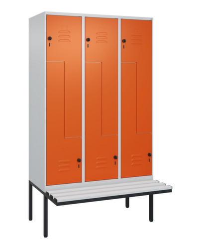 C+P Z-locker Classic Plus met ondergebouwde bank, vakbreedte 400 mm