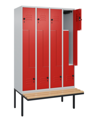C+P Z-locker Classic Plus met ondergebouwde bank, vakbreedte 300 mm
