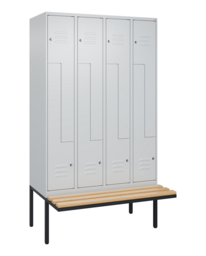 C+P Z-locker Classic Plus met ondergebouwde bank, vakbreedte 300 mm