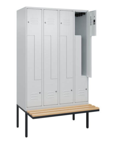 C+P Z-locker Classic Plus met ondergebouwde bank, vakbreedte 300 mm