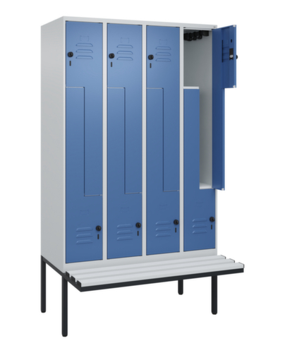 C+P Z-locker Classic Plus met ondergebouwde bank, vakbreedte 300 mm