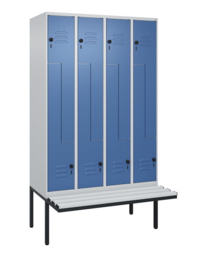 C+P Z-locker Classic Plus met ondergebouwde bank, vakbreedte 300 mm