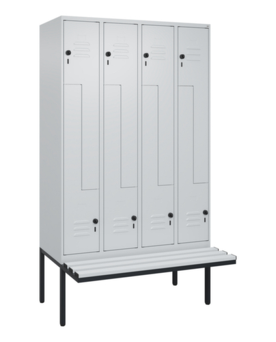 C+P Z-locker Classic Plus met ondergebouwde bank, vakbreedte 300 mm