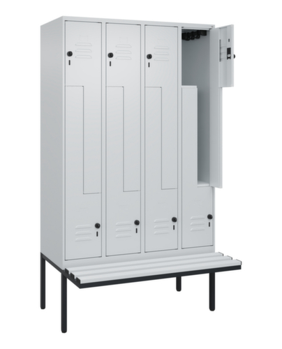 C+P Z-locker Classic Plus met ondergebouwde bank, vakbreedte 300 mm