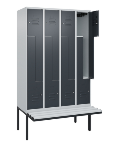 C+P Z-locker Classic Plus met ondergebouwde bank, vakbreedte 300 mm