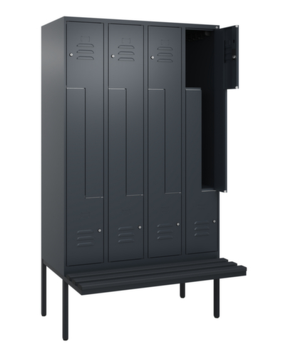C+P Z-locker Classic Plus met ondergebouwde bank, vakbreedte 300 mm