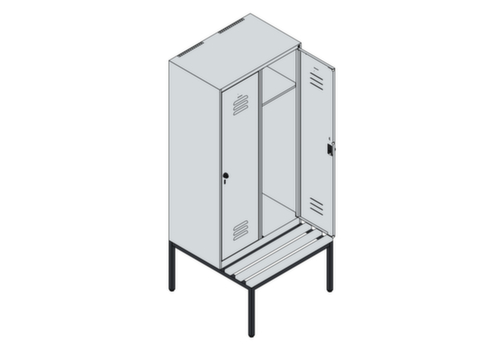 C+P locker Classic Plus met bank, vakbreedte 400 mm
