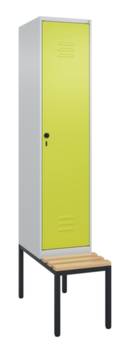 C+P Locker met zitbank Classic Plus voor scheiding van kleding, vakbreedte 400 mm