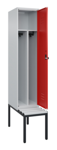 C+P Locker met zitbank Classic Plus voor scheiding van kleding, vakbreedte 400 mm