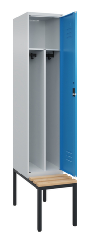 C+P Locker met zitbank Classic Plus voor scheiding van kleding, vakbreedte 400 mm