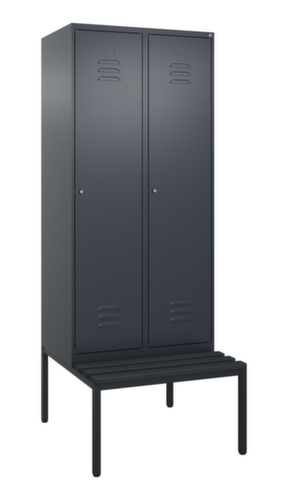C+P Locker met zitbank Classic Plus voor scheiding van kleding, vakbreedte 400 mm