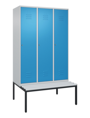 C+P Locker met zitbank Classic Plus voor scheiding van kleding, vakbreedte 400 mm