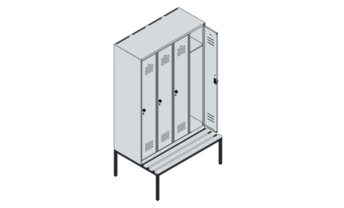 C+P locker Classic Plus met bank, vakbreedte 300 mm