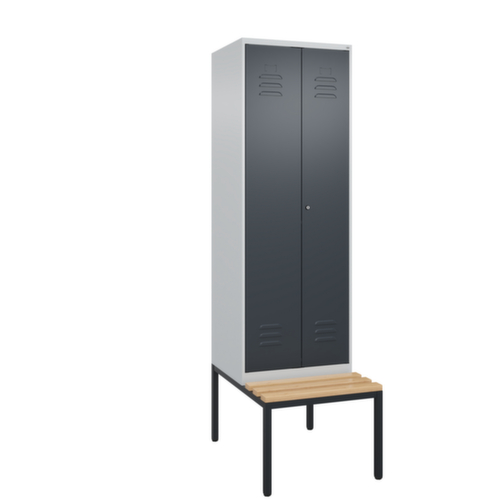 C+P Locker met zitbank Classic Plus voor scheiding van kleding, vakbreedte 300 mm