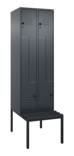 C+P Z-locker Classic Plus met ondergebouwde bank, vakbreedte 300 mm