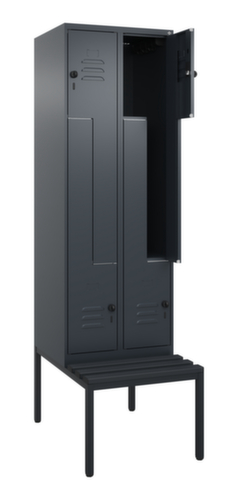 C+P Z-locker Classic Plus met ondergebouwde bank, vakbreedte 300 mm