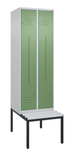 C+P Z-locker Classic Plus met ondergebouwde bank, vakbreedte 300 mm